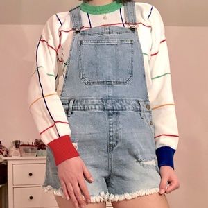 Denim shorts overalls